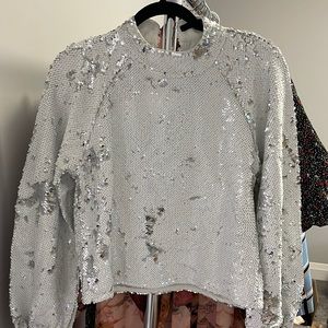 White Sequinned Sweatshirt
